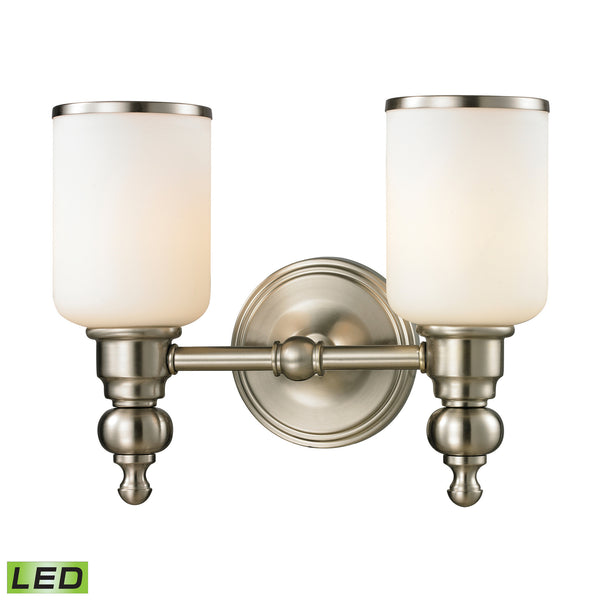 Bristol Collection 2 light bath in Brushed Nickel -  LED, 800 Lumens (1600 Lumens Total) With Full Scale Dimming Range, 60 Watt (120 Watt Total)Equivalent , 120V Replaceable LED Bulb Included