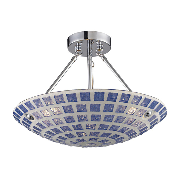 3 Light Semi-Flush In Blue