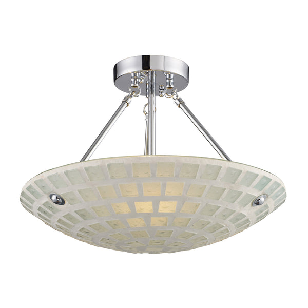 3 Light Semi-Flush In White