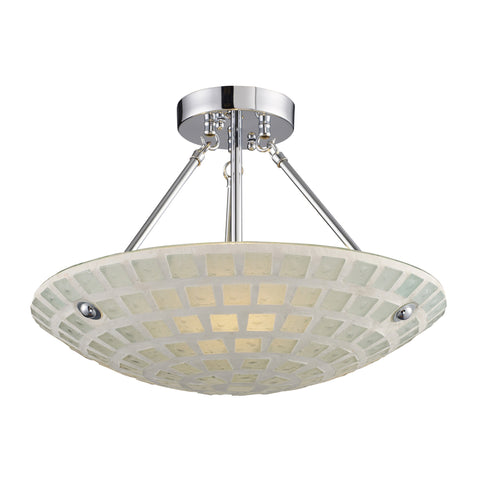 3 Light Semi-Flush In White