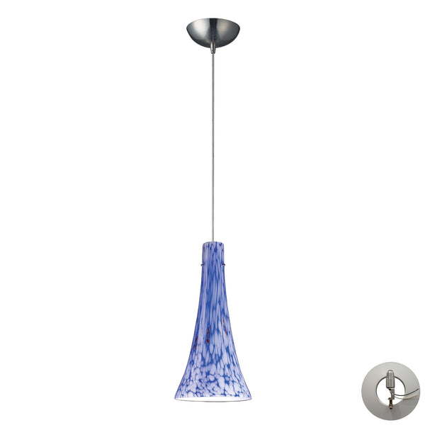 1 Light Pendant In Satin Nickel And Starlight Blue Glass Includes An Adapter Kit To Allow For Easy Conversion Of A Recessed Light To A Pendant