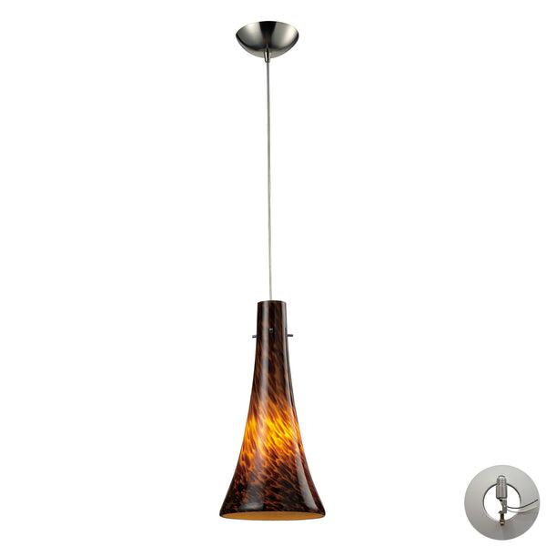 1 Light Pendant In Satin Nickel And Espresso Glass Includes An Adapter Kit To Allow For Easy Conversion Of A Recessed Light To A Pendant