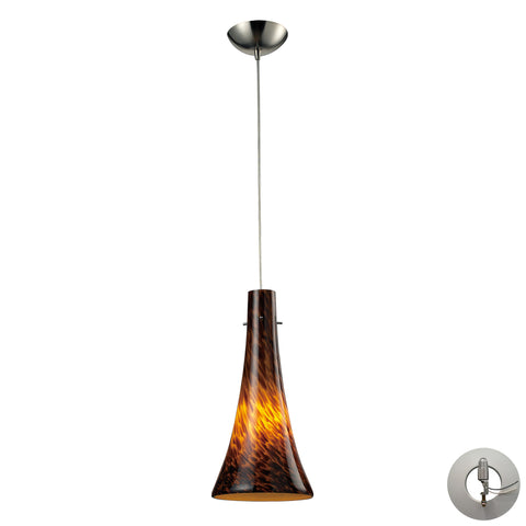 1 Light Pendant In Satin Nickel And Espresso Glass Includes An Adapter Kit To Allow For Easy Conversion Of A Recessed Light To A Pendant