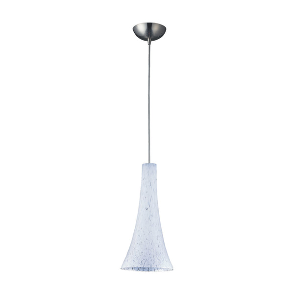 1 Light Pendant In Satin Nickel And Show White Glass