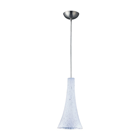 1 Light Pendant In Satin Nickel And Show White Glass