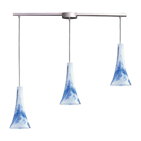 3 Light Pendant In Satin Nickel And Mountain Glass