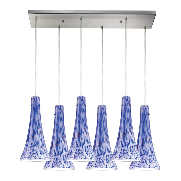 Tromba 6 Light Pendant In Satin Nickel
