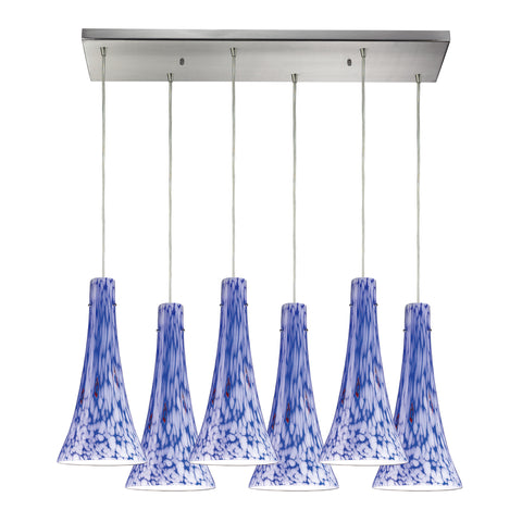 Tromba 6 Light Pendant In Satin Nickel