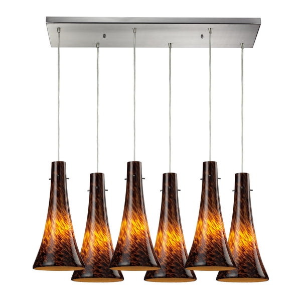 Tromba 6 Light Pendant In Satin Nickel
