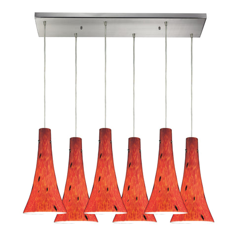 Tromba 6 Light Pendant In Satin Nickel