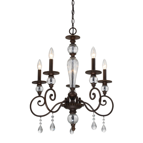 5- Light Chandelier In Aged Bronze