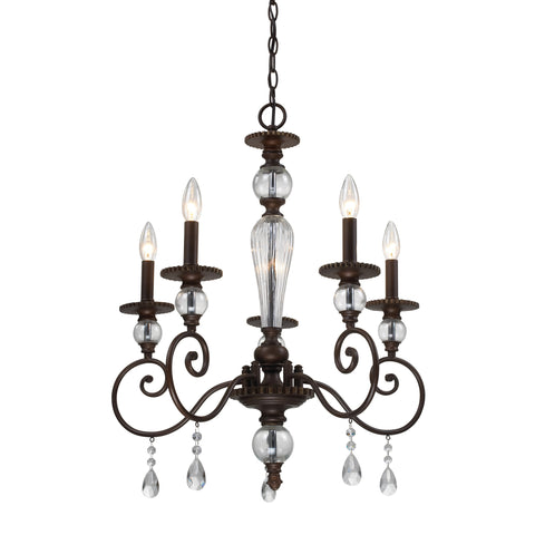 5- Light Chandelier In Aged Bronze