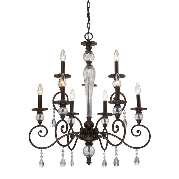 9- Light Chandelier In Aged Bronze