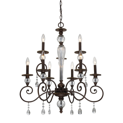 9- Light Chandelier In Aged Bronze