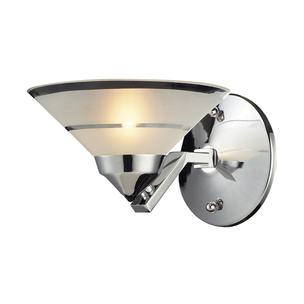 1 Light Sconce In Polished Chrome And Etched Clear Glass