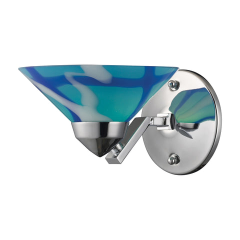 1 Light Sconce In Polished Chrome And Carribean Glass