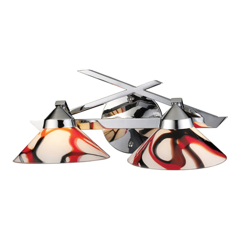 2 Light Wall Bracket In Polished Chrome And Creme White Glass