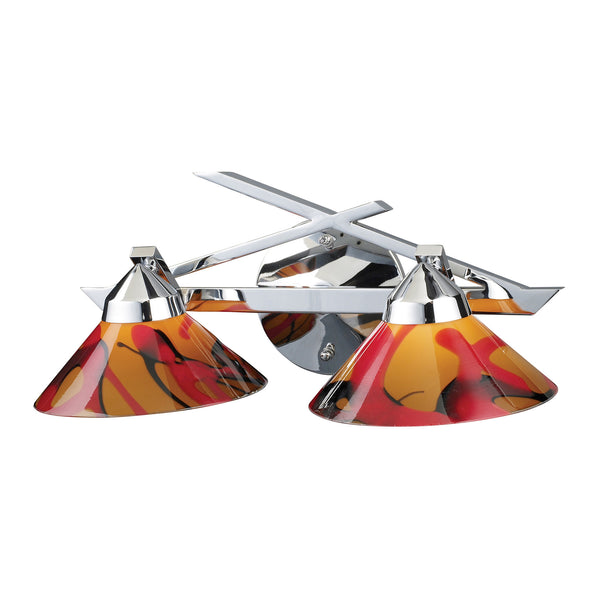 2 Light Wall Bracket In Polished Chrome And Jasper Glass