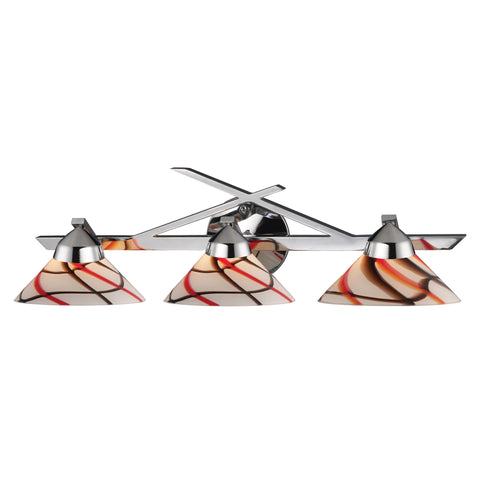 3 Light Wall Bracket In Polished Chrome And Creme White Glass