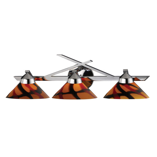 3 Light Wall Bracket In Polished Chrome And Jasper Glass