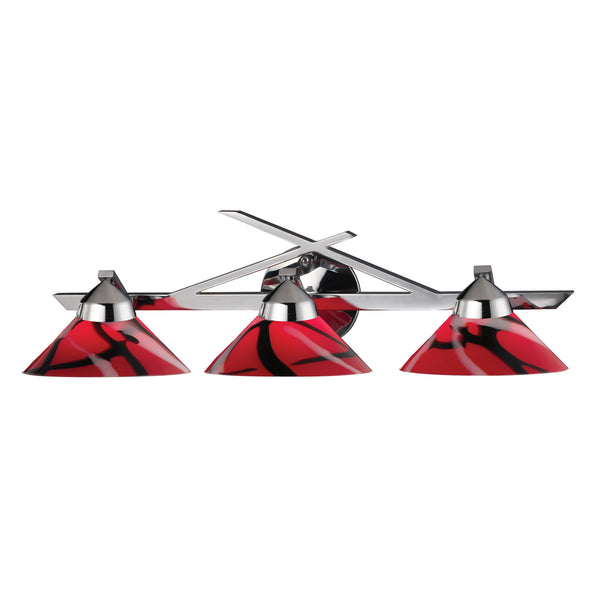 3 Light Wall Bracket In Polished Chrome And Mars Glass