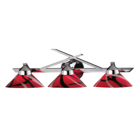 3 Light Wall Bracket In Polished Chrome And Mars Glass
