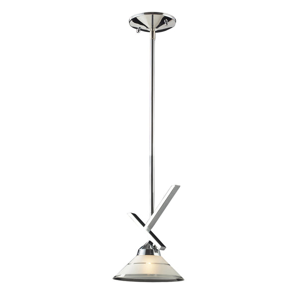 1 Light Pendant In Polished Chrome And Etched Clear Glass