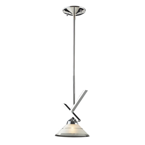 1 Light Pendant In Polished Chrome And Etched Clear Glass