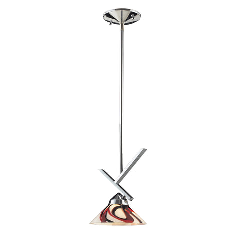 1 Light Pendant In Polished Chrome And Creme White Glass