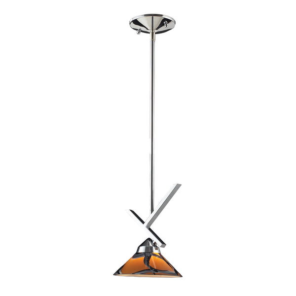 1 Light Pendant In Polished Chrome And Jasper Glass