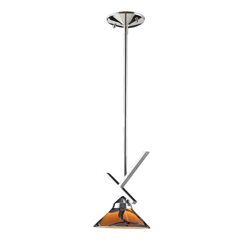 1 Light Pendant In Polished Chrome And Jasper Glass