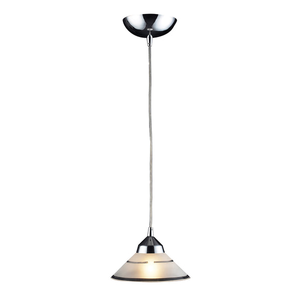 1 Light Pendant In Polished Chrome And Etched Clear Glass