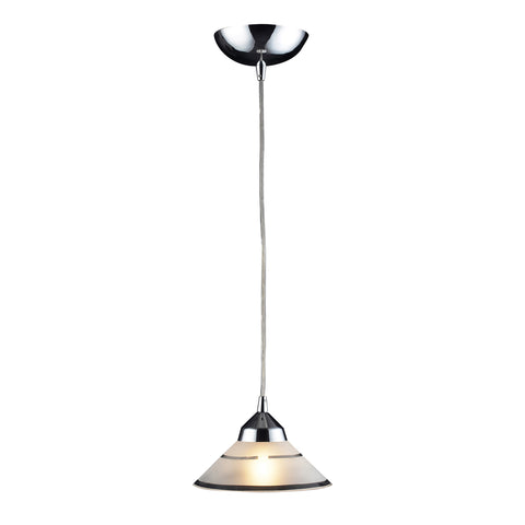 1 Light Pendant In Polished Chrome And Etched Clear Glass