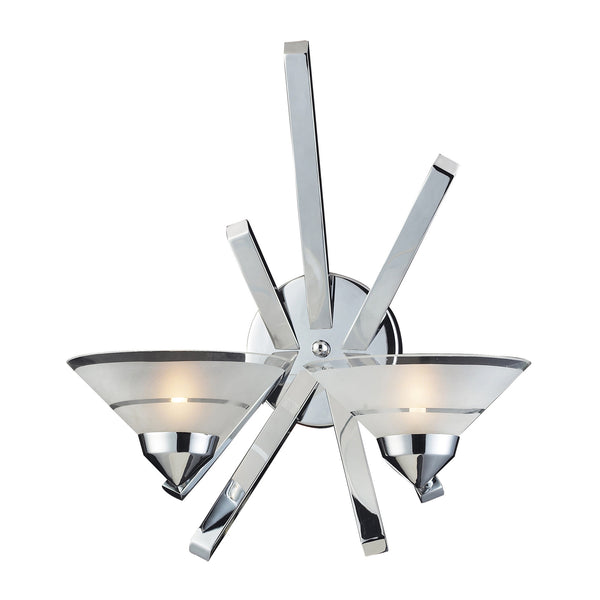2 Light Sconce In Polished Chrome And Etched Clear Glass