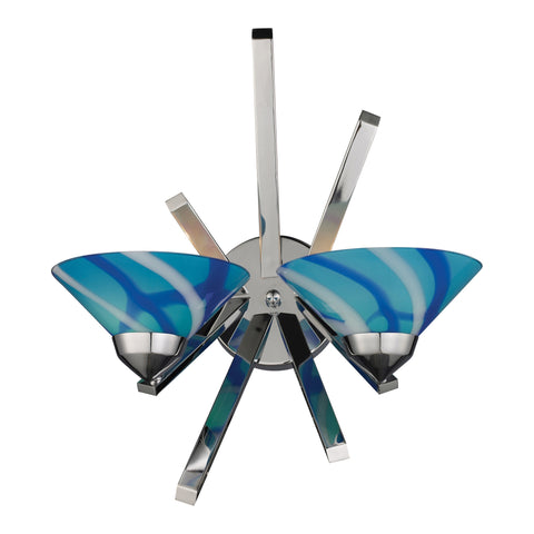 2 Light Sconce In Polished Chrome And Carribean Glass