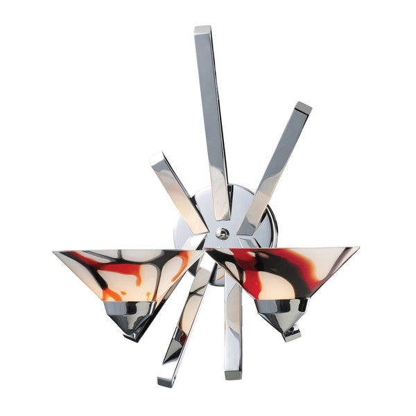 2 Light Sconce In Polished Chrome And Creme White Glass