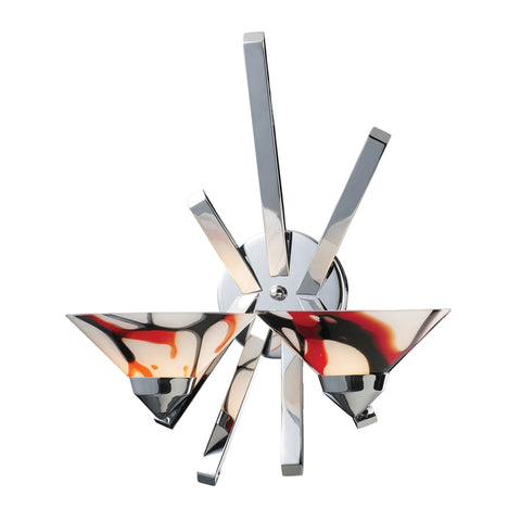 2 Light Sconce In Polished Chrome And Creme White Glass