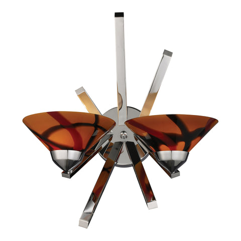 2 Light Sconce In Polished Chrome And Jasper Glass
