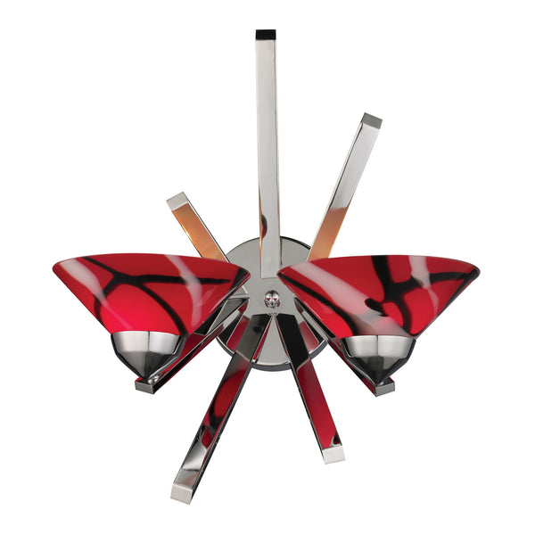 2 Light Sconce In Polished Chrome And Mars Glass