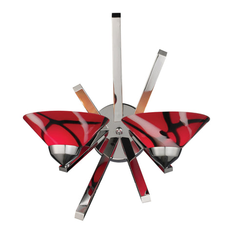 2 Light Sconce In Polished Chrome And Mars Glass