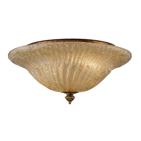 2 Light Flush Mount In Gold Leaf