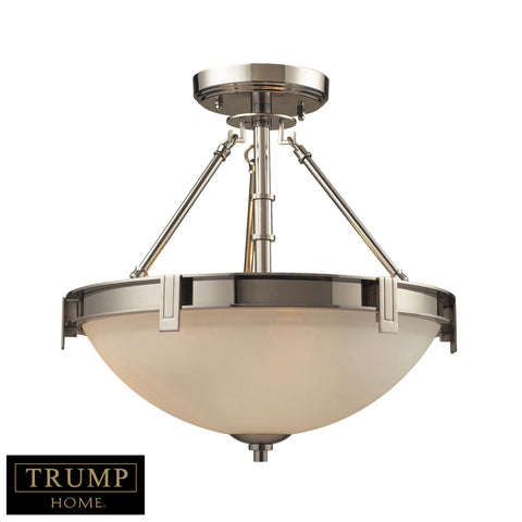 3 Light Semi-Flush In Polished Nickel