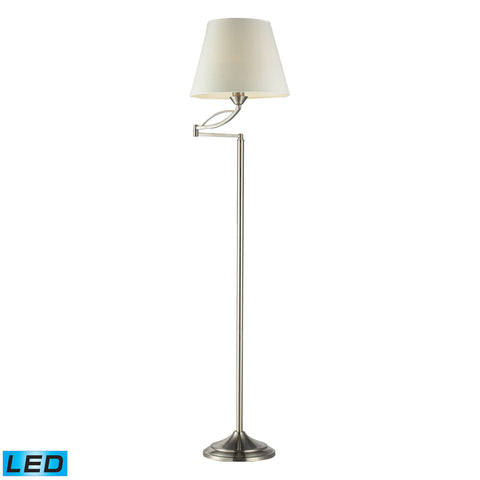 1- Light Floor Lamp In Satin Nickel - LED Offering Up To 800 Lumens (60 Watt Equivalent) With Full Range Dimming. Includes An Easily Replaceable LED Bulb (120V).