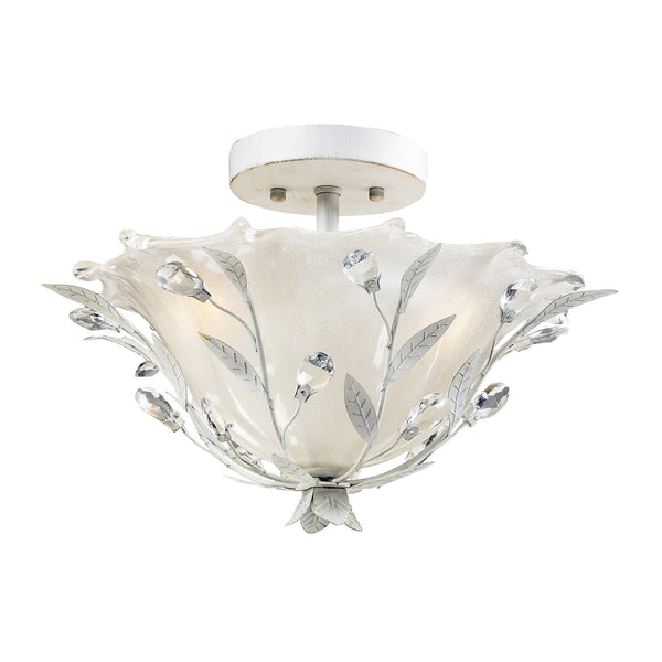2- Light Semi-Flush In Antique White
