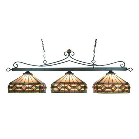 Tiffany Lighting 3 Light Billiard/Island In Tiffany Bronze W/T8 Shades
