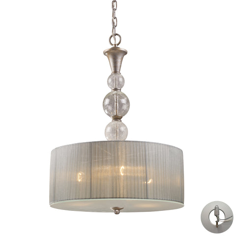 Alexis 3-Light Pendant In Antique Silver Includes An Adapter Kit To Allow For Easy Conversion Of A Recessed Light To A Pendant