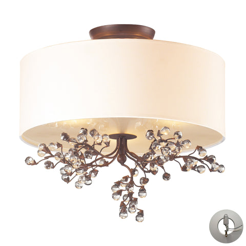 Winterberry 3 Light Semi Flush In Antique Darkwood Includes An Adapter Kit To Allow For Easy Conversion Of A Recessed Light To A Semi Flush