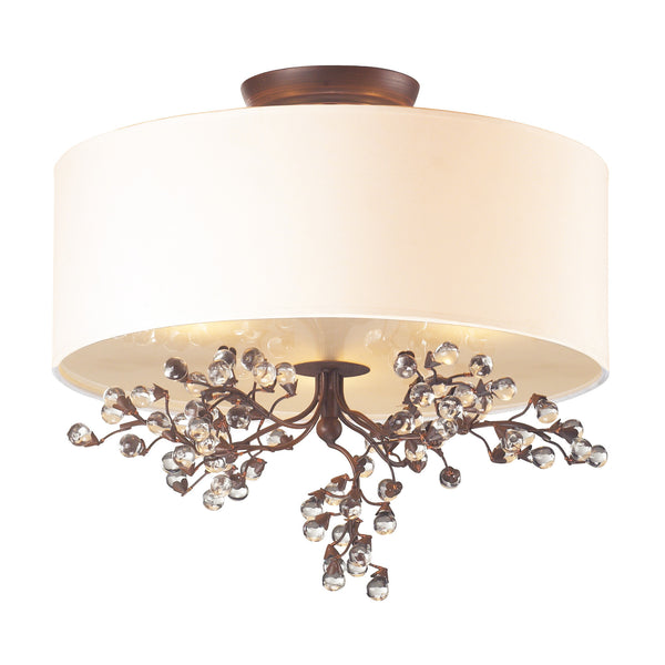 Winterberry 3 Light Semi Flush In Antique Darkwood