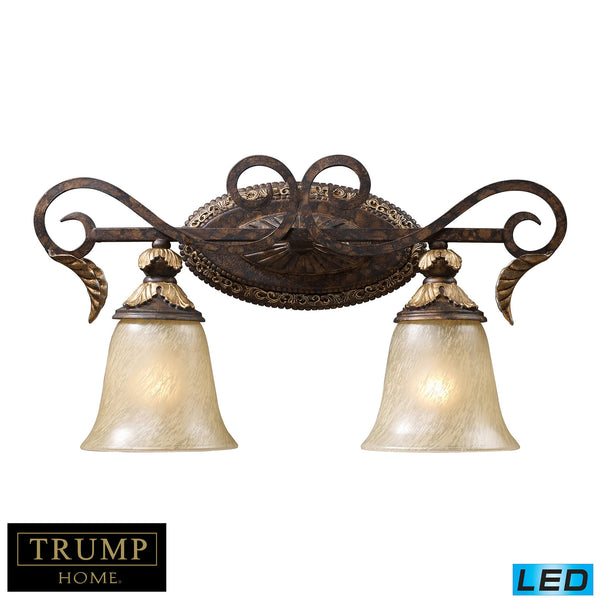 2 Light Vanity In Burnt Bronze - LED, 800 Lumens (1600 Lumens Total) With Full Scale Dimming Range, 60 Watt (120 Watt Total)Equivalent , 120V Replaceable LED Bulb Included