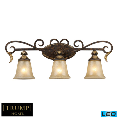 3 Light Vanity Bar In Burnt Bronze - LED, 800 Lumens (2400 Lumens Total) With Full Scale Dimming Range, 60 Watt (180 Watt Total)Equivalent , 120V Replaceable LED Bulb Included
